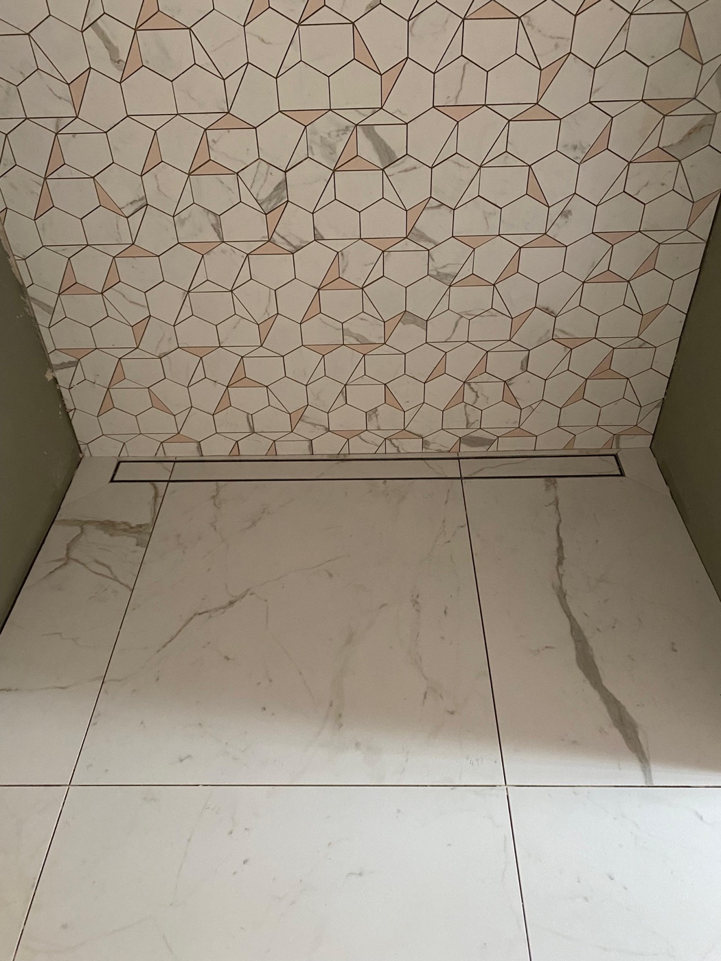 Calacatta gold hexagon mosaic bathroom tiling, Bromley, South East London — Bromley Tiler