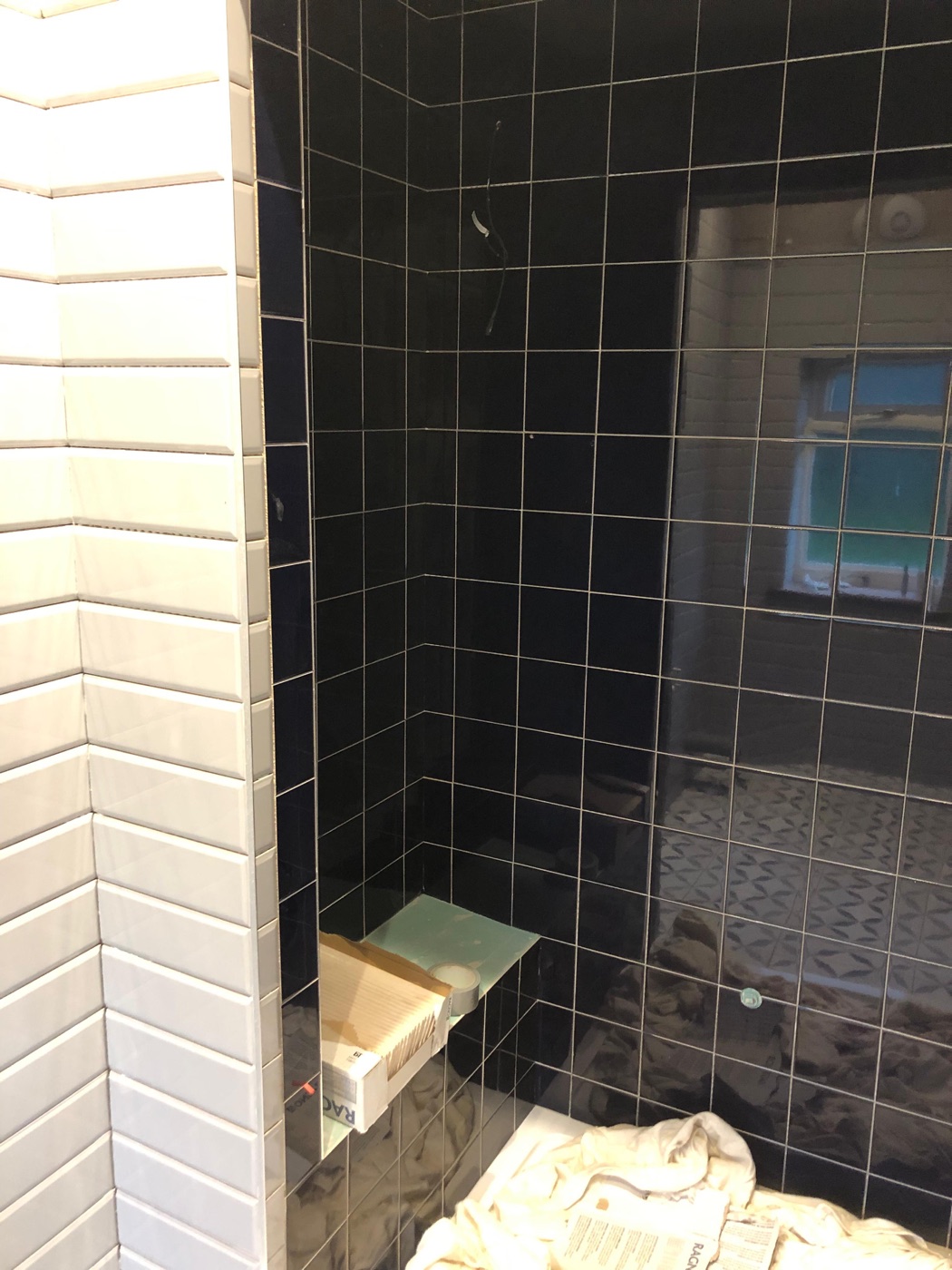 3D cube optical illusion pattern floor tiling, Beckenham, South East London — Bromley Tiler